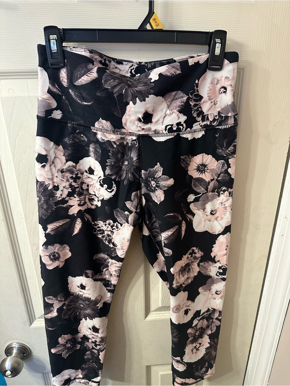 Balance Collection Black Leggings with Pink Floral Print